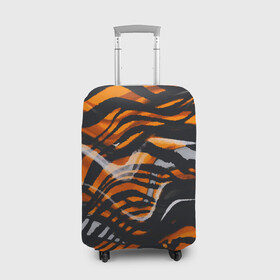 Чехол для чемодана 3D с принтом Окрас тигра в Ухте, 86% полиэфир, 14% спандекс | двустороннее нанесение принта, прорези для ручек и колес | животное | кошка | полосы | праздник | символ | тигр