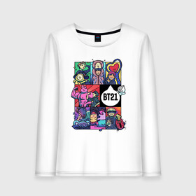 Женский лонгслив хлопок с принтом BT21 POP ART в Ухте, 100% хлопок |  | bangtan | beyond | boys | boysband | bts | hip hop | k pop | korea | music | pop art | scene | бтс | ви | джонгук | корея | музыка | поп арт | сюга | хип хоп | чимин | чин