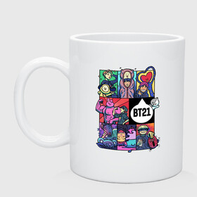Кружка керамическая с принтом BT21 POP ART в Ухте, керамика | объем — 330 мл, диаметр — 80 мм. Принт наносится на бока кружки, можно сделать два разных изображения | bangtan | beyond | boys | boysband | bts | hip hop | k pop | korea | music | pop art | scene | бтс | ви | джонгук | корея | музыка | поп арт | сюга | хип хоп | чимин | чин