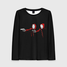 Женский лонгслив 3D с принтом BELLA CIAO | PULP FICTION в Ухте, 100% полиэстер | длинные рукава, круглый вырез горловины, полуприлегающий силуэт | Тематика изображения на принте: bella | bells | casa | ciao | de | el | fiction | jingle | la | moscow | netflix | papel | professor | pulp | resistencia | tokio | viva | бумажный | дом | криминальное | профессор | чтиво