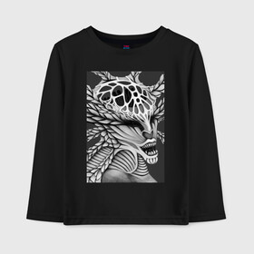 Детский лонгслив хлопок с принтом Gorgone в Ухте, 100% хлопок | круглый вырез горловины, полуприлегающий силуэт, длина до линии бедер | абстракция | существа | ужасы | хоррор | чернобелое