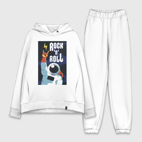 Женский костюм хлопок Oversize с принтом Space Rocknroll в Ухте,  |  | astronaut | gesture | music | rocknroll | space | spacesuit | жест | космонавт | космос | музыка | скафандр
