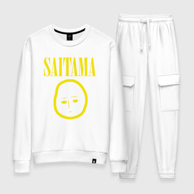 Женский костюм хлопок с принтом SAITAMA (NIRVANA) в Ухте, 100% хлопок | на свитшоте круглая горловина, мягкая резинка по низу. Брюки заужены к низу, на них два вида карманов: два 