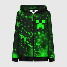Женская толстовка 3D на молнии MINECRAFT - КРИПЕР - Частицы: в Ухте, 100% полиэстер | длина до линии бедра, манжеты и пояс оформлены мягкой тканевой резинкой, двухслойный капюшон со шнурком для регулировки, спереди молния, по бокам два кармана | craft | creeper | dungeons | game | games | logo | mine | minecraft | miner | zombie | данжен | зомби | игра | игры | крафт | крипер | лого | логотип | майкрафт | майн | майнкрафт | символ | частицы