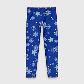 Детские леггинсы 3D с принтом Снежинки.. в Ухте, полиэстер 85%, спандекс 15% | эластичный пояс, зауженный крой | 2022 | в топе | в тренде | зима | новый год | подарок | популярное | снег | снежинки