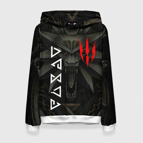 Женская толстовка 3D с принтом THE WITCHER 3 ВЕДЬМАК 3 АРТ ART в Ухте, 100% полиэстер  | двухслойный капюшон со шнурком для регулировки, мягкие манжеты на рукавах и по низу толстовки, спереди карман-кенгуру с мягким внутренним слоем. | Тематика изображения на принте: geralt | the witcher | the witcher wild hunt | witcher | wolf | аард | аксий | белый волк | ведьмак | ведьмак 3 | волк | геральт | игни | ирден | йенифер | каер морхен | квен | охотник | трисс | цири