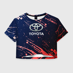 Женская футболка Crop-top 3D с принтом Toyota градиент. в Ухте, 100% полиэстер | круглая горловина, длина футболки до линии талии, рукава с отворотами | auto | sport | toyota | авто | автомобиль | бренд | спорт | тойота