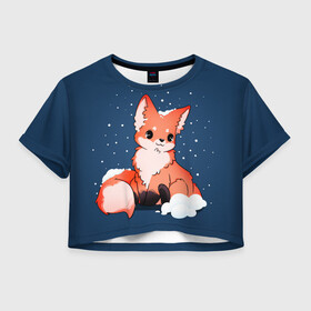 Женская футболка Crop-top 3D с принтом Мамочка Лисичка в Ухте, 100% полиэстер | круглая горловина, длина футболки до линии талии, рукава с отворотами | 2022 | 2022 год | family look | happy new year | santa | год тигра | дед мороз | каникулы | мороз | новогодний свитер | новый год | новый год 2022 | новый год тигра | оливье | праздник | рождество | санта клаус