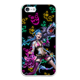 Чехол для iPhone 5/5S матовый с принтом JINX ARCANE NEON MEOW LOL в Ухте, Силикон | Область печати: задняя сторона чехла, без боковых панелей | Тематика изображения на принте: akali | arcane | fan | fan art | hero | jinx | kda | kda mas | league of legends | lol | meow | moba | neon | netflix | акали | аркейн | герой | джинкс | кда | лига легенд | лол | моба | неон | нетфликс | сериал