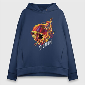 Женское худи Oversize хлопок Скорпион. . Мортал Комбат: в Ухте, френч-терри — 70% хлопок, 30% полиэстер. Мягкий теплый начес внутри —100% хлопок | боковые карманы, эластичные манжеты и нижняя кромка, капюшон на магнитной кнопке | game | mortal kombat | комбат | мортал | мортал комбат