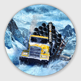 Круглый коврик для мышки SnowRunner грузовик: в Ухте, резина и полиэстер | круглая форма, изображение наносится на всю лицевую часть | auto | car | mudrunner | snow runner | snowrunner | авто | бездорожье | внедорожник | вождение | грузовик | дальнобойщики | машина | симулятор | снег | тягач | фура