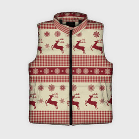 Женский жилет утепленный 3D с принтом Вязанный узор с оленями в Ухте,  |  | 2022 | вязанный | год | новый | оленями | узор
