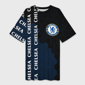 Платье-футболка 3D с принтом ЧЕЛСИ  Соты в Ухте,  |  | chelsea | club | footbal | logo | знак | клуб | логотип | логотипы | паттерн | символ | символы | соты | форма | футбол | футбольная | футбольный | челси