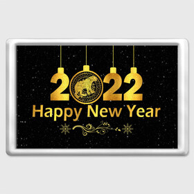 Магнит 45*70 с принтом Happy New Year 2022! в Ухте, Пластик | Размер: 78*52 мм; Размер печати: 70*45 | 2022 | art | background | christmas | new year | patterns | snow | tiger | арт | новый год | рождество | символ года | снег | тигр | узоры | фон
