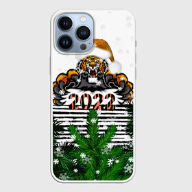 Чехол для iPhone 13 Pro Max с принтом Новогодний Тигр Среди Елок в Ухте,  |  | Тематика изображения на принте: 2022 | black | cat | christmas | merry | new year | tiger | xmas | водяной | год тигра | елка | животные | кот | кошки | новый год | паттерн | полосатый | рождество | снег | снежинки | сосна | тигры | узор | цветы | черный