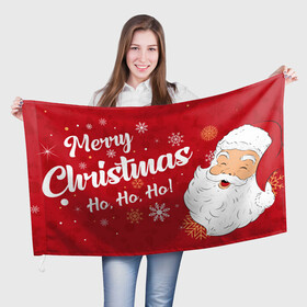 Флаг 3D с принтом Merry Christmas Ho Ho Ho! в Ухте, 100% полиэстер | плотность ткани — 95 г/м2, размер — 67 х 109 см. Принт наносится с одной стороны | art | christmas | drawing | holiday | merry christmas | new year | santa | santa claus | snowflakes | арт | новый год | праздник | рисунок | рождество | санта | санта клаус | снежинки
