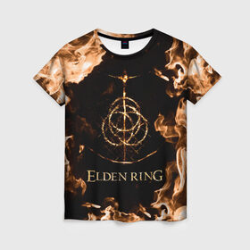 Женская футболка 3D с принтом Elden Ring Logo в Ухте, 100% полиэфир ( синтетическое хлопкоподобное полотно) | прямой крой, круглый вырез горловины, длина до линии бедер | elden ring | игра элден ринг | кольцо элдена | элден | элден ринг