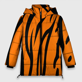 Женская зимняя куртка Oversize с принтом Текстура тигра/tiger в Ухте, верх — 100% полиэстер; подкладка — 100% полиэстер; утеплитель — 100% полиэстер | длина ниже бедра, силуэт Оверсайз. Есть воротник-стойка, отстегивающийся капюшон и ветрозащитная планка. 

Боковые карманы с листочкой на кнопках и внутренний карман на молнии | tiger | кошка | оранжевый черный | символ 22 года | текстура | тигр