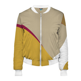 Женский бомбер 3D Линии На бежевом Фоне: в Ухте, 100% полиэстер | застегивается на молнию, по бокам два кармана без застежек, мягкие манжеты, по низу бомбера и на воротнике — эластичная резинка | background | beige | delicate | lines | бежевый | границы | декоративная | линии | нежный | полигоны | полосы | фон