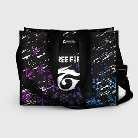 Сумка-шоппер 3D с принтом Free Fire новогодний в Ухте, 100% полиэстер | застегивается на металлическую кнопку; внутренний карман застегивается на молнию. Стенки укреплены специальным мягким материалом, чтобы защитить содержимое от несильных ударов
 | free fire | free fire battlegrounds | garena | garena free fire | гарена | игра | новогодний | снежинки | фри фаер | шутер