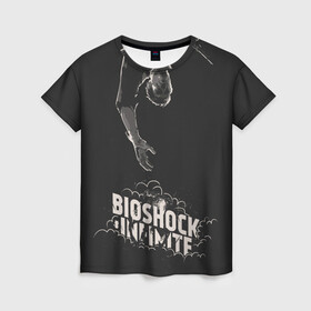 Женская футболка 3D с принтом Букер идёт ко дну в Ухте, 100% полиэфир ( синтетическое хлопкоподобное полотно) | прямой крой, круглый вырез горловины, длина до линии бедер | bioshock | bioshok | game | games | биошок | игра | игры