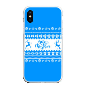 Чехол для iPhone XS Max матовый с принтом MERRY CHRISTMAS | BLUE в Ухте, Силикон | Область печати: задняя сторона чехла, без боковых панелей | 2020 | 2021 | 2022 | christmas | merry | santa | дед мороз | кот | леденец | мяу | нг | новогодний | новый год | олени | рождество | санта клаус | свитер | узоры