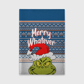 Обложка для автодокументов с принтом MERRY WHATEVER | GRINCH в Ухте, натуральная кожа |  размер 19,9*13 см; внутри 4 больших “конверта” для документов и один маленький отдел — туда идеально встанут права | 2020 | 2021 | 2022 | christmas | grinch | merry | santa | whatever | гринч | дед мороз | леденец | нг | новогодний | новый год | олени | рождество | санта клаус | свитер | узоры