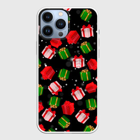 Чехол для iPhone 13 Pro Max с принтом Новогодние паттерн подарков в Ухте,  |  | Тематика изображения на принте: 2022 | happy new year | merry christmas | год тигра | зима близко | нг | новогодний | новогодний тигр | новогодняя символика | новый год | новый год 2022 | паттерн | подарки | подарок | праздник | рождество