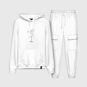 Женский костюм хлопок (с толстовкой) с принтом Бокал шампусика с девушкой в Ухте,  |  | 2022 | бокал | девушка | новый год | подарок | символ года | шампусик