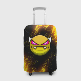Чехол для чемодана 3D с принтом Geometry Dash желтый смайл в Ухте, 86% полиэфир, 14% спандекс | двустороннее нанесение принта, прорези для ручек и колес | 2d | arcade | demon | game | geometry dash | levels | meltdown | robtop | smile | аркада | геометрический тире | демон | раннер | смайлы | уровни | эмоции