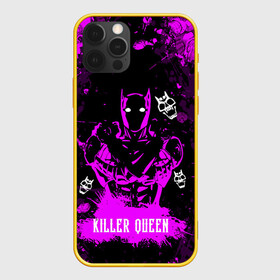 Чехол для iPhone 12 Pro с принтом JOJO   KILLER QUEEN   КОРОЛЕВА УБИЙЦА   АРТ в Ухте, силикон | область печати: задняя сторона чехла, без боковых панелей | adventure | jojo | jojos bizarre | jojos bizarre adventure | killer queen | pattern | yare yare daze | аниме | брызги | джоджо | манга | розовый | узор | яре яре дазе