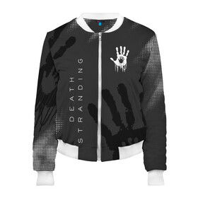 Женский бомбер 3D с принтом Death Stranding отпечаток руки в Ухте, 100% полиэстер | застегивается на молнию, по бокам два кармана без застежек, мягкие манжеты, по низу бомбера и на воротнике — эластичная резинка | death stranding | kojima | kojima productions | кодзима | мадс микельсон | норман ридус