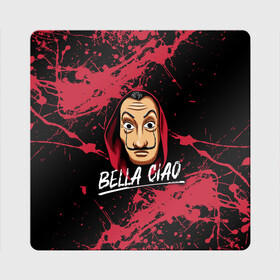 Магнит виниловый Квадрат с принтом БУМАЖНЫЙ ДОМ  LA CASA DE PAPEL BELLA CIAO в Ухте, полимерный материал с магнитным слоем | размер 9*9 см, закругленные углы | Тематика изображения на принте: bella ciao | la casa de papel | бумажный дом | ла каса де | ла каса де папель | ла каса де пепел | лакаса | сериал | фильм