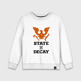Детский свитшот хлопок с принтом State of Decay | Эмблема | Лого в Ухте, 100% хлопок | круглый вырез горловины, эластичные манжеты, пояс и воротник | Тематика изображения на принте: logo | state of decay | survival horror | undead labs | загнивающий штат | зомби апокалипсис | лого | логотип | стадия разложения | стейт оф декай | эмблема