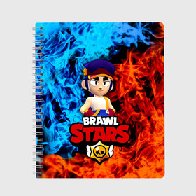 Тетрадь с принтом ФЭНГ БРАВЛ СТАРС FANG BRAWL STARS ОГОНЬ в Ухте, 100% бумага | 48 листов, плотность листов — 60 г/м2, плотность картонной обложки — 250 г/м2. Листы скреплены сбоку удобной пружинной спиралью. Уголки страниц и обложки скругленные. Цвет линий — светло-серый
 | Тематика изображения на принте: 2022 | brawl | brawl stars | brawler | fang | stars | боец | бравл старс | бравлер | брол старс | год тигра | мобильная игра | новый | фанг | фэнг | фэнк | хроматик | хроматические | хроматический боец
