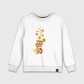 Детский свитшот хлопок с принтом Долгожданные подарки в Ухте, 100% хлопок | круглый вырез горловины, эластичные манжеты, пояс и воротник | долгожданные подарки | звезды | новый год | подарки | подарок | праздник | шарики