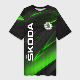 Платье-футболка 3D SKODA GEOMETRY STRIPES GREEN NEON: в Ухте,  |  | auto sport | autosport | octavia | rapid | rs | skoda | superb | vag | volkswagen | vrs | vw | yeti | авто | авто спорт | автомобиль | автоспорт | ам | ваг | вагавод | ети | карбон | машина | октавия | рапид | суперб | шкода | шкодавод