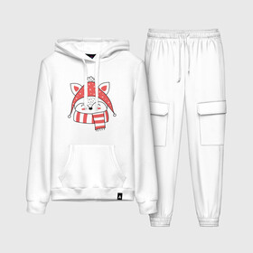 Женский костюм хлопок (с толстовкой) с принтом МИЛАЯ НОВОГОДНЯЯ ЛИСА в Ухте,  |  | new year | лиса | лисенок | милая | милая новогодняя лиса | милый | новогодняя | новые год