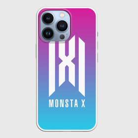 Чехол для iPhone 13 Pro с принтом MONSTA X LOGO NEON GRADIENT в Ухте,  |  | Тематика изображения на принте: jooheon | kihyun | minhyuk | monsta x | mx | neon | shownu | wonho | градиент | монст х | монста х | мх | неон