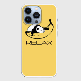 Чехол для iPhone 13 Pro с принтом Relax: панда на банане в Ухте,  |  | banana | bear | hugged | lies | panda | relax | банан | лежит | медведь | обнял | панда