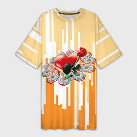 Платье-футболка 3D сердечко колечко: в Ухте,  |  | heart | rose | абстракция | любовь | мода | роза | ромашка | сердце | странное | цветы