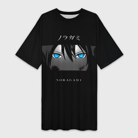 Платье-футболка 3D с принтом Взгляд Ято Noragami в Ухте,  |  | anime | manga | noragami | yato | аниме | бездомный бог | бог бедствия | бог в спортивках | бог войны | бог разрушений | бог удачи | магацуками | манга | младшенький бог в трениках | норагами | ябоку | ято | яточка