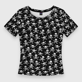 Женская футболка 3D Slim Roger skull: в Ухте, | | bone | bones | jolly roger | pirat | roger | skull | skulls | smile | веселый роджер | кости | пират | пиратский | роджер | улыбка | череп | черепа