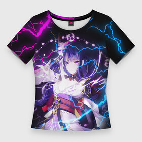 Женская футболка 3D Slim СЁГУН РАЙДЕН, GENSHIN IMPACT NEON НЕОНОВЫЕ МОЛНИИ: в Ухте, | | anime | genshin impact | raiden | shogun raiden | аниме | баал | геншен импакт | геншин импакт | геншин эмпакт | геншинимпакт | игры | персонажи | райден | сёгну | сёгун райден | шогун