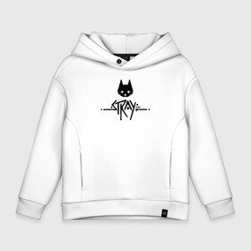 Детское худи Oversize хлопок с принтом Stray cat  бродяга кот. в Ухте, френч-терри — 70% хлопок, 30% полиэстер. Мягкий теплый начес внутри —100% хлопок | боковые карманы, эластичные манжеты и нижняя кромка, капюшон на магнитной кнопке | adventure | cat | computer game | emblem | inscription | kitten | logo | lost | stray | tramp | бродяга | заблудший | компьютерная игра | кот | котёнок | логотип | надпись | приключения | эмблема