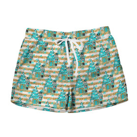 Женские шорты 3D с принтом Щелкунчик. Новый год в Ухте, 100% полиэстер | прямой крой, два кармана без застежек по бокам. Мягкая трикотажная резинка на поясе, внутри которой широкие завязки. Длина до середины бедра | елка | елки | ель | новый год | рождество | щелкунчик