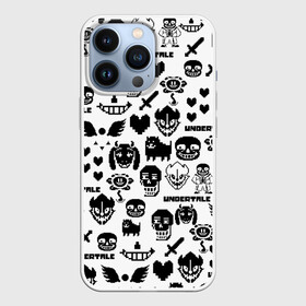 Чехол для iPhone 13 Pro UNDERTALE WHITE PATTERN: в Ухте,  |  | asriel dreemurr | chara | frisk | gaster blaster | heart | sans | undertale | азриэль дримурр | андертейл | гастер | меттатон | санс | сердце | фриск | чара