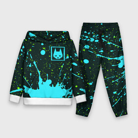 Детский костюм 3D (с толстовкой) с принтом STRAY | Краски в Ухте,  |  | game | games | logo | paint | stray | брызги | игра | игры | кот | котик | котики | коты | краска | лого | логотип | логотипы | мордочка | символ | символы | стрей