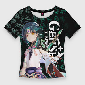 Женская футболка 3D Slim с принтом XIAO  СЯО  АНЕМО ГЛАЗ БОГА в Ухте,  |  | anemo | anime | game | genshin | impact | lumin | paimon | xiao | анемо | аниме | аякс | геншин | игра | импакт | итэр | люмин | молитва | охотник на демонов | паймон | путешественник | сяо | тейват