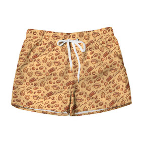 Женские шорты 3D Cofie  Chocolate: в Ухте, 100% полиэстер | прямой крой, два кармана без застежек по бокам. Мягкая трикотажная резинка на поясе, внутри которой широкие завязки. Длина до середины бедра | cake | candy | chocolate | cofie | cup | heart | spoon | sweet | конфеты | кофе | ложка | пироженное | сердце | сладкий | тепло | шоколад